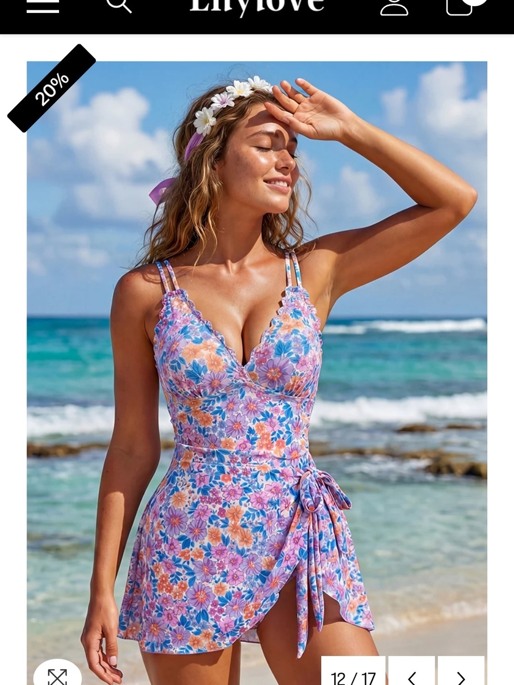 Floral Pink & Blue Skirted One-Piece Swimsuit